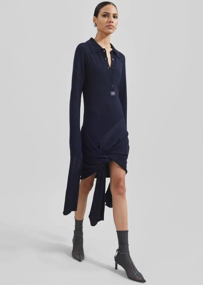 The Frankie Shop Dresses Coperni Knotted Sleeved Dress 8211 Blue 8211 Women