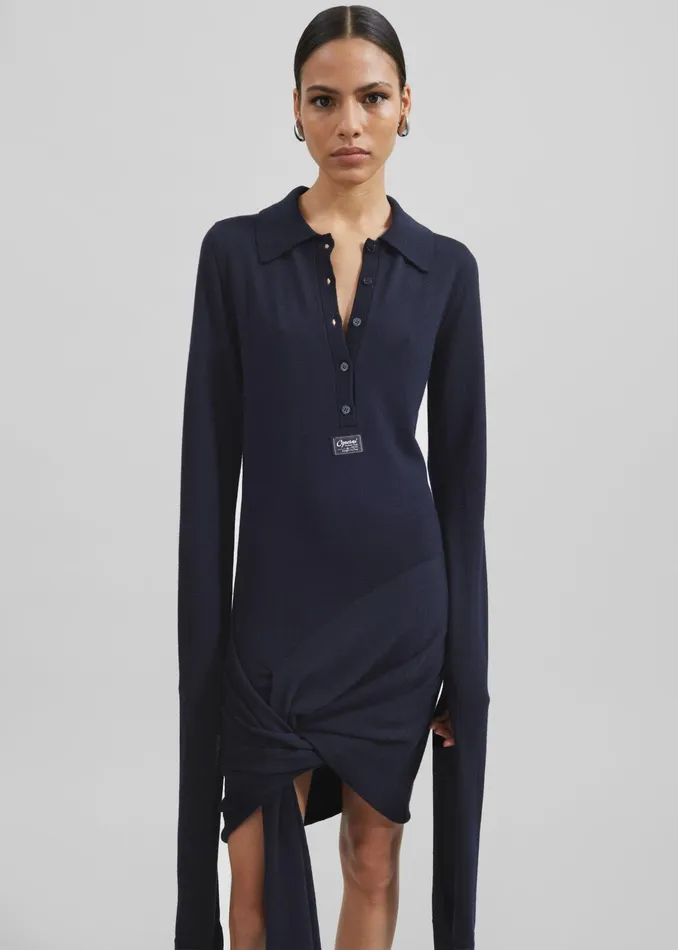 The Frankie Shop Dresses Coperni Knotted Sleeved Dress 8211 Blue 8211 Women