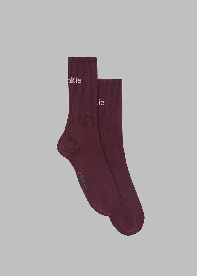 The Frankie Shop Frankie In English Ribbed Socks 8211 Bordeaux 8211 WomenMen