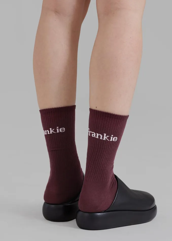 The Frankie Shop Frankie In English Ribbed Socks 8211 Bordeaux 8211 WomenMen