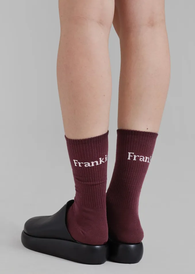The Frankie Shop Frankie In English Ribbed Socks 8211 Bordeaux 8211 WomenMen