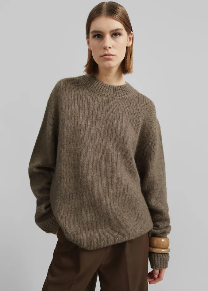 The Frankie Shop Knitwear Eidra Crewneck Sweater 8211 Taupe 8211 Women