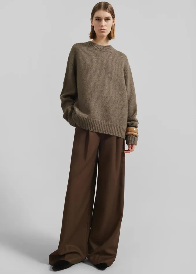 The Frankie Shop Knitwear Eidra Crewneck Sweater 8211 Taupe 8211 Women