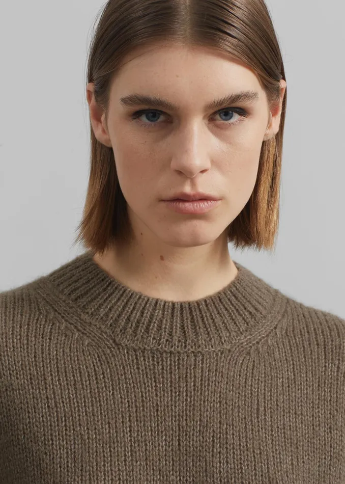 The Frankie Shop Knitwear Eidra Crewneck Sweater 8211 Taupe 8211 Women