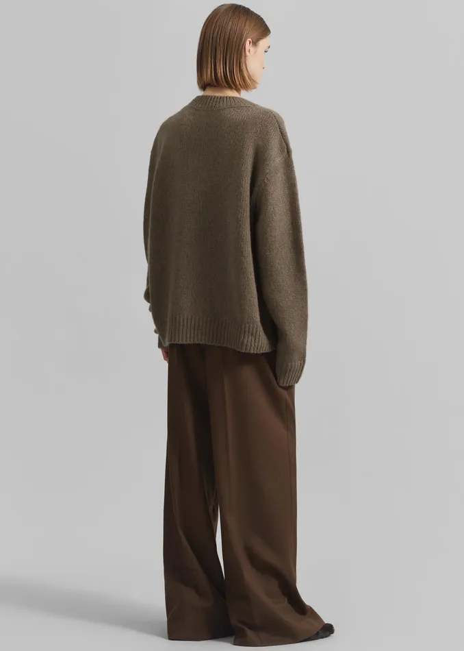 The Frankie Shop Knitwear Eidra Crewneck Sweater 8211 Taupe 8211 Women