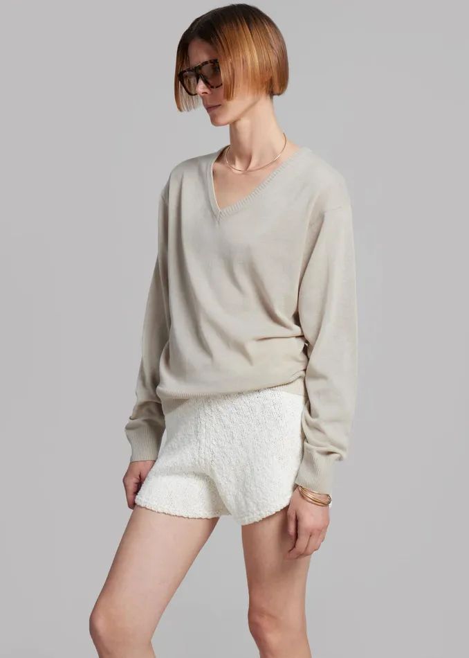 The Frankie Shop Knitwear Eliora V Neck Sweater 8211 Beige 8211 Women