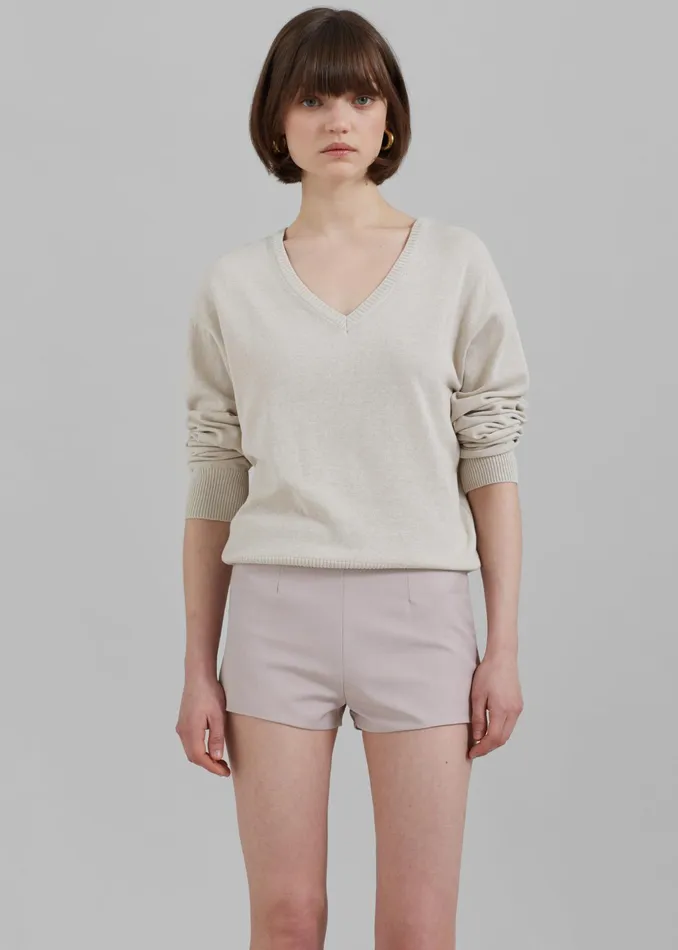 The Frankie Shop Knitwear Eliora V Neck Sweater 8211 Beige 8211 Women