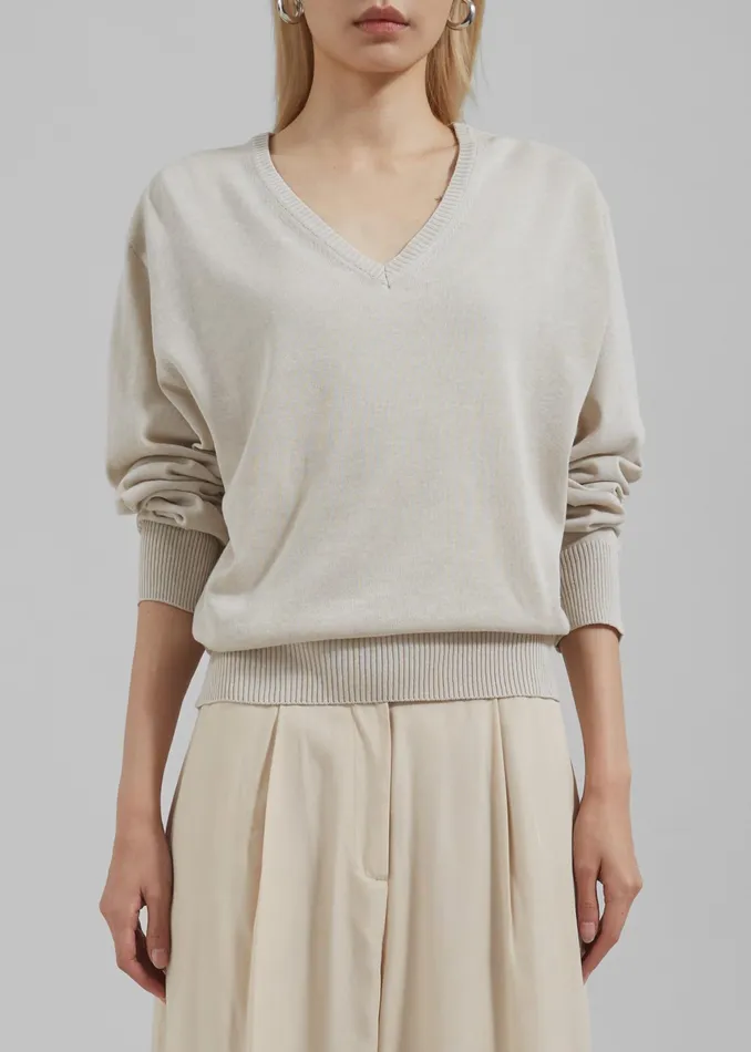 The Frankie Shop Knitwear Eliora V Neck Sweater 8211 Beige 8211 Women