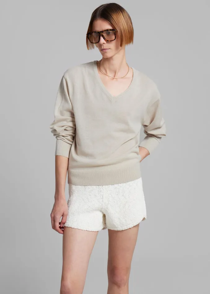 The Frankie Shop Knitwear Eliora V Neck Sweater 8211 Beige 8211 Women