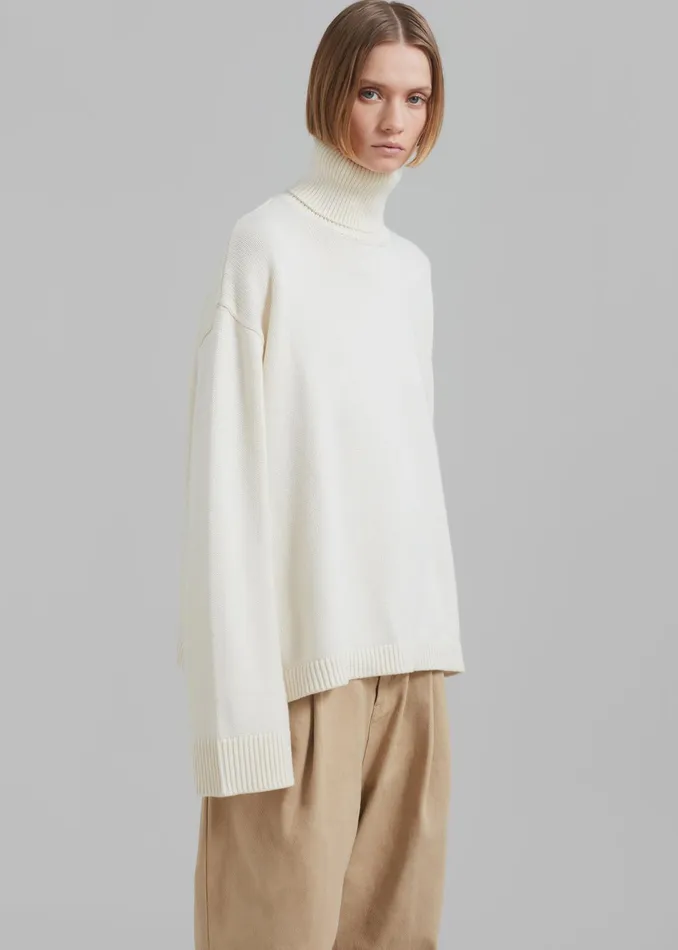 The Frankie Shop Knitwear Rhea Trapeze Turtleneck 8211 Ivory 8211 Women