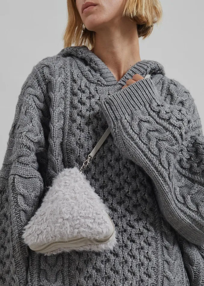 The Frankie Shop Low Classic Fur Triangle PopUp Bag 8211 Grey 8211 Women