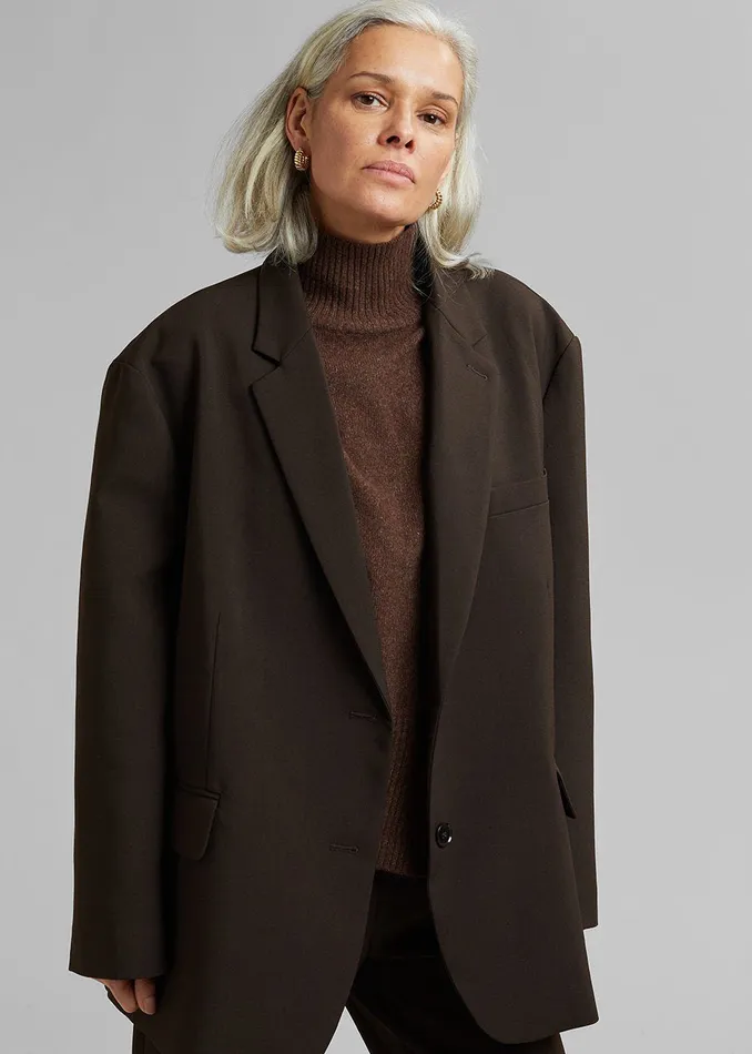 The Frankie Shop Outerwear Bea Blazer 8211 Dark Espresso 8211 Women