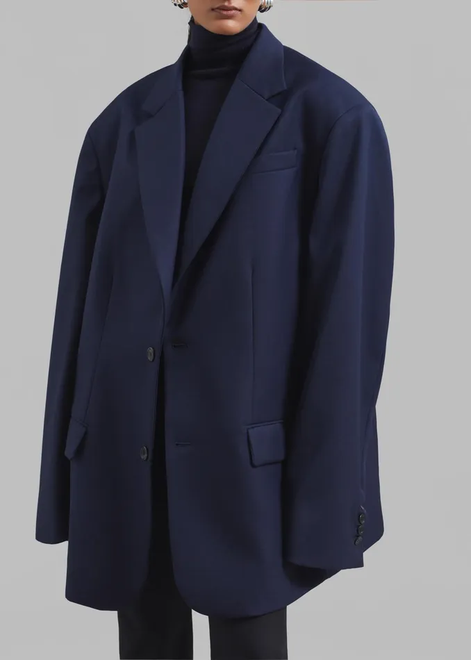 The Frankie Shop Outerwear Dee Maxi Oversized Blazer 8211 Navy 8211 Women