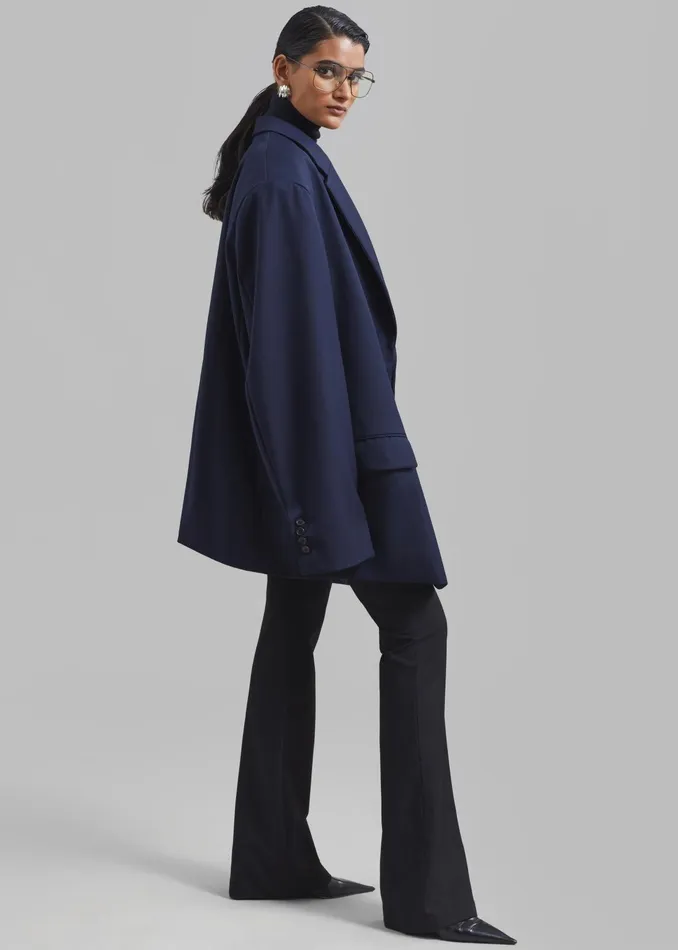 The Frankie Shop Outerwear Dee Maxi Oversized Blazer 8211 Navy 8211 Women