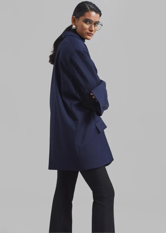 The Frankie Shop Outerwear Dee Maxi Oversized Blazer 8211 Navy 8211 Women