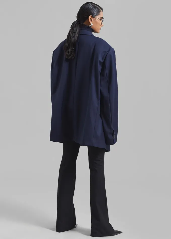 The Frankie Shop Outerwear Dee Maxi Oversized Blazer 8211 Navy 8211 Women