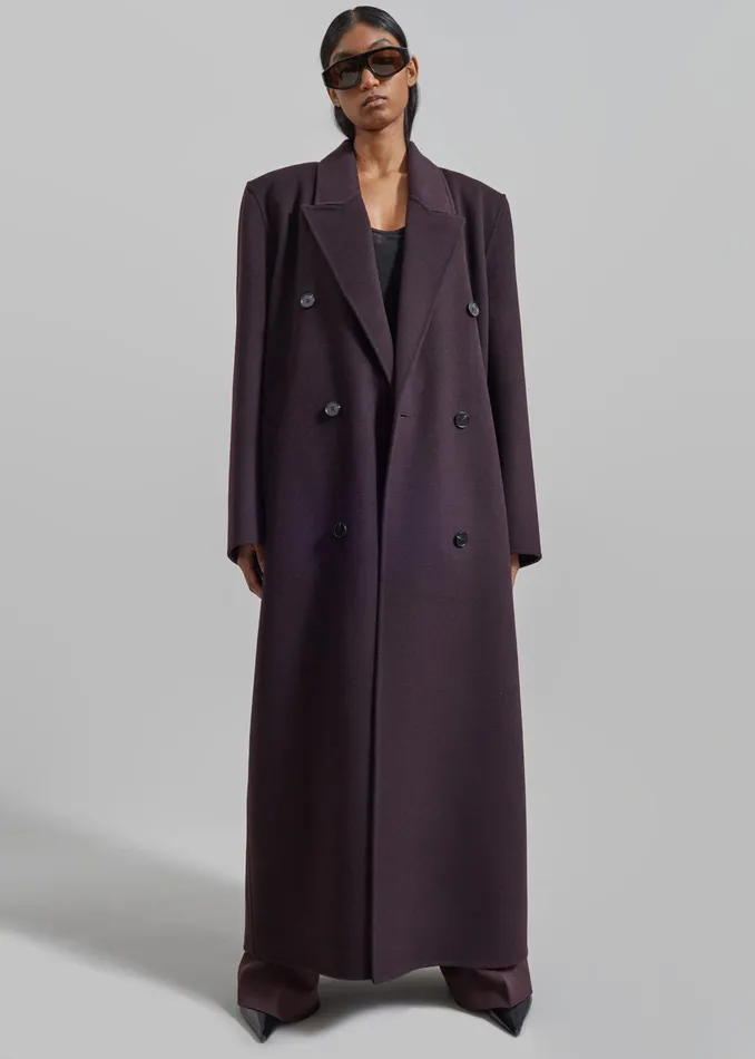 The Frankie Shop Outerwear Gaia Double Breasted Coat 8211 Dark Plum 8211 Women The Frankie Shop Outerwear Gaia Double Breasted Coat 8211 Dark Plum 8211 Women