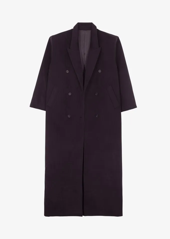 The Frankie Shop Outerwear Gaia Double Breasted Coat 8211 Dark Plum 8211 Women
