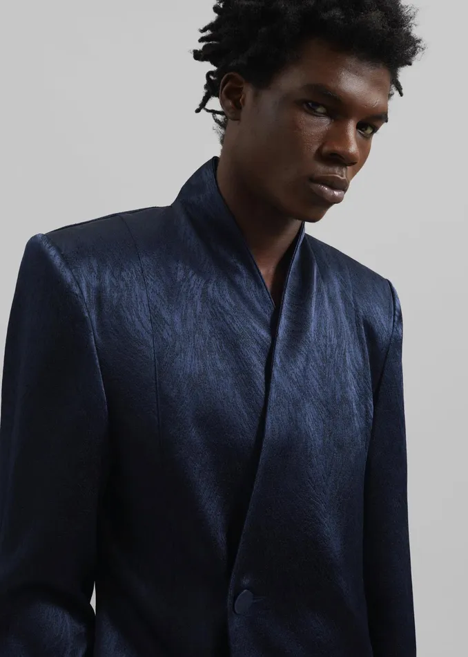 The Frankie Shop Outerwear Louis Gabriel Nouchi Draped Collar Fur Jacket 8211 Midnight Fox 8211 Men