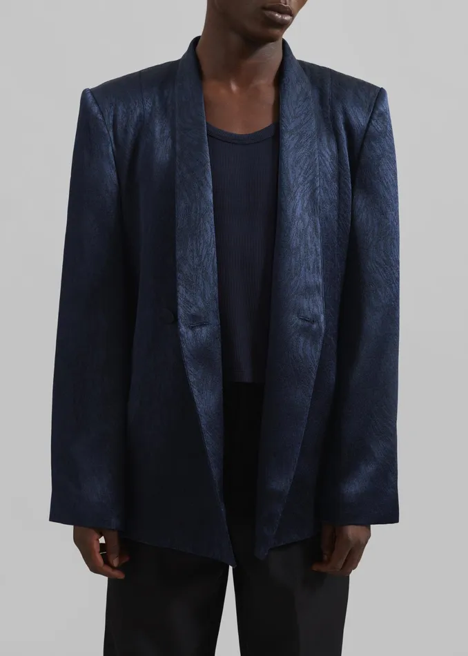 The Frankie Shop Outerwear Louis Gabriel Nouchi Draped Collar Fur Jacket 8211 Midnight Fox 8211 Men