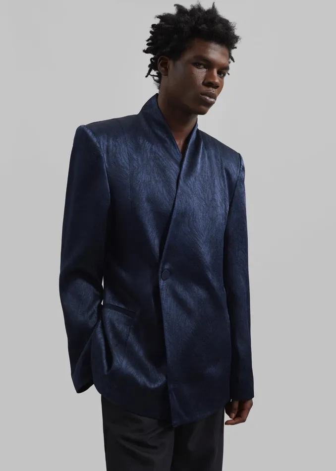 The Frankie Shop Outerwear Louis Gabriel Nouchi Draped Collar Fur Jacket 8211 Midnight Fox 8211 Men