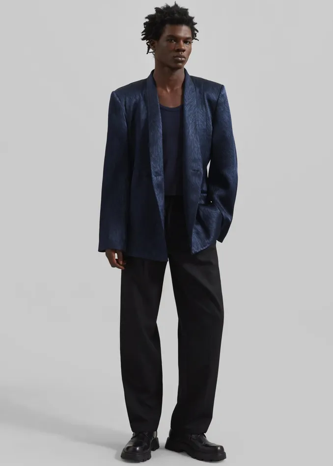 The Frankie Shop Outerwear Louis Gabriel Nouchi Draped Collar Fur Jacket 8211 Midnight Fox 8211 Men