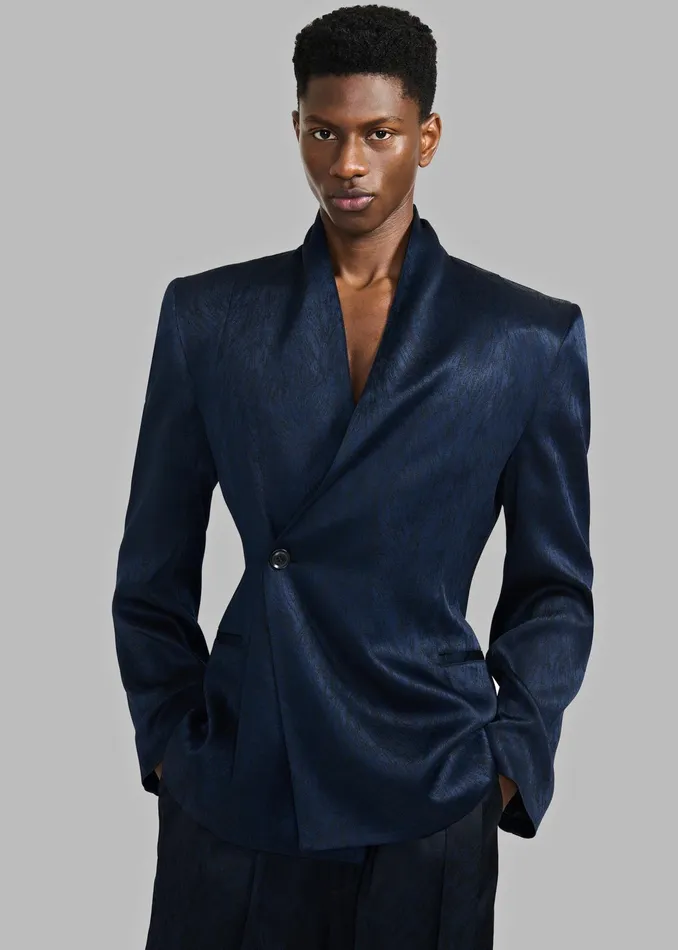 The Frankie Shop Outerwear Louis Gabriel Nouchi Draped Collar Fur Jacket 8211 Midnight Fox 8211 Men