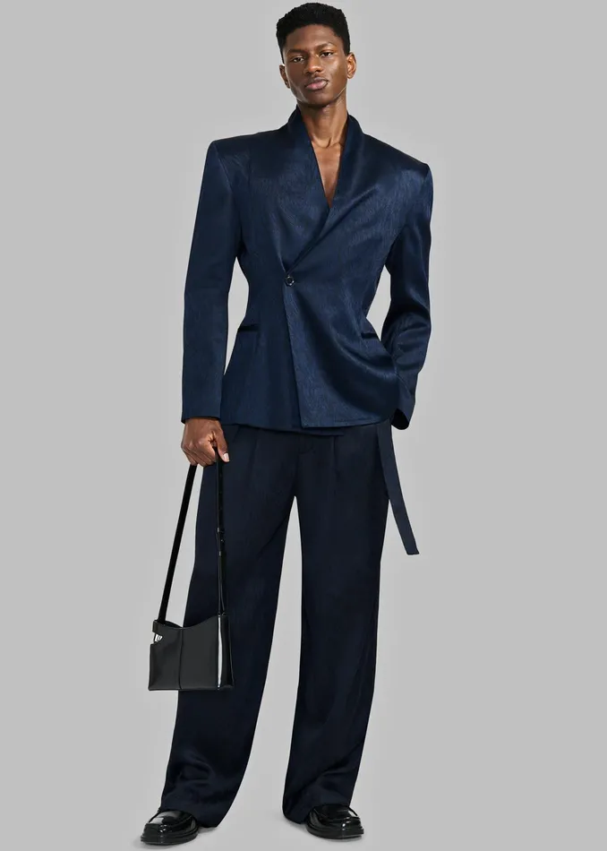 The Frankie Shop Outerwear Louis Gabriel Nouchi Draped Collar Fur Jacket 8211 Midnight Fox 8211 Men