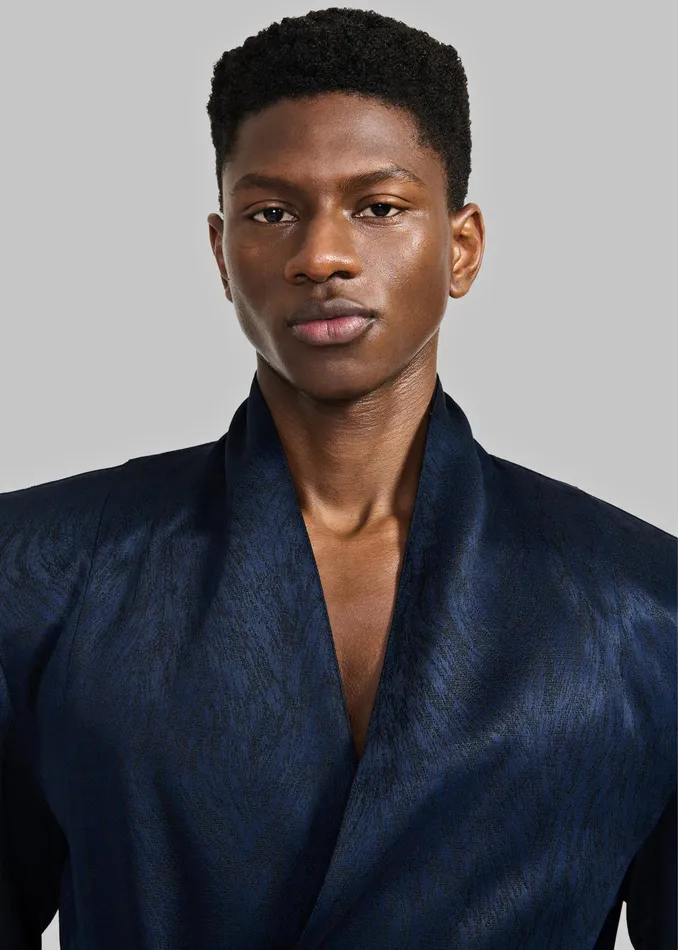 The Frankie Shop Outerwear Louis Gabriel Nouchi Draped Collar Fur Jacket 8211 Midnight Fox 8211 Men