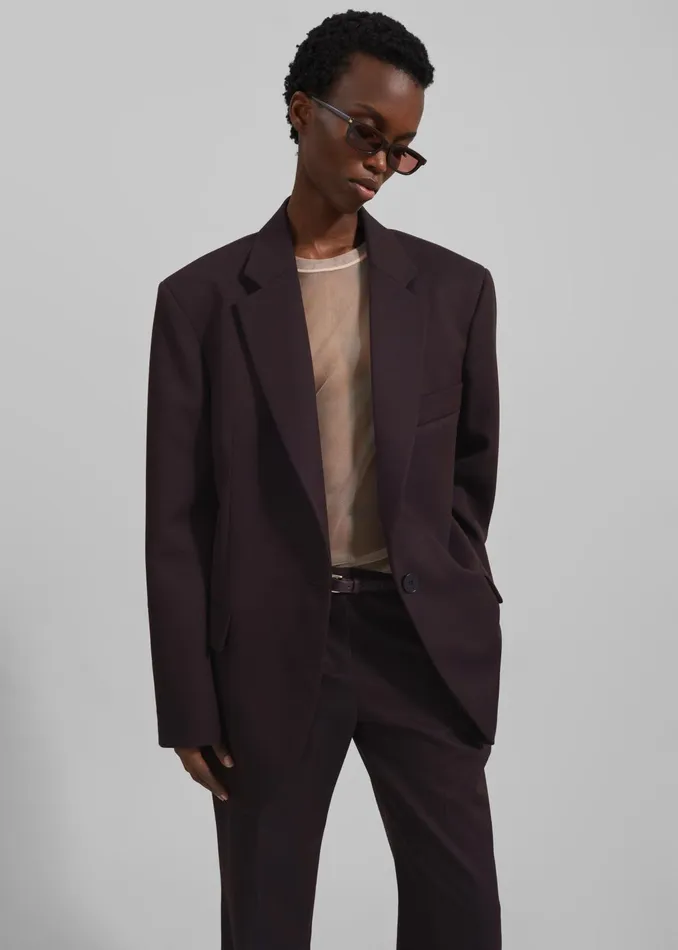 The Frankie Shop Outerwear Lyra Oversized Blazer 8211 Dark Plum 8211 Women