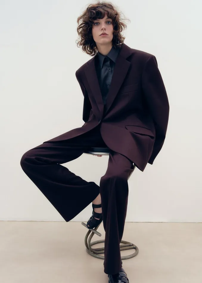 The Frankie Shop Outerwear Lyra Oversized Blazer 8211 Dark Plum 8211 Women