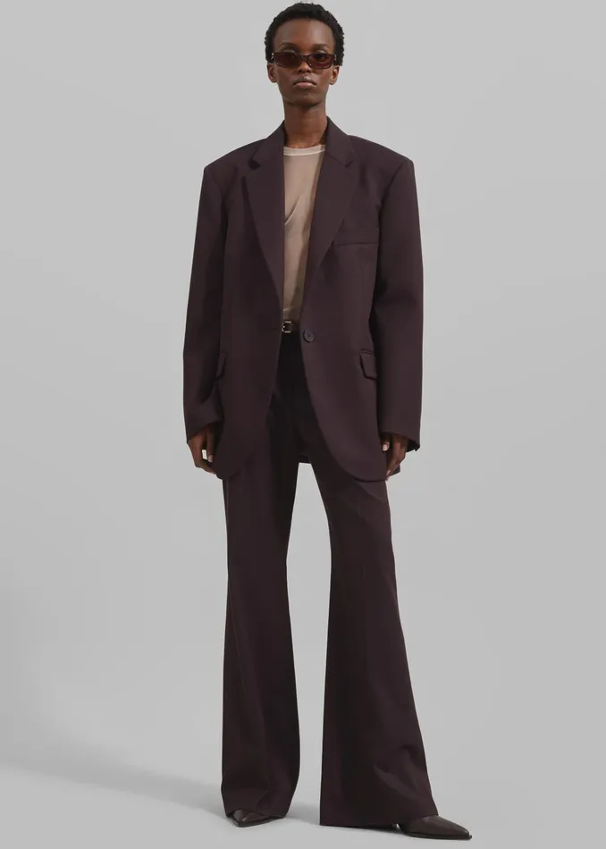 The Frankie Shop Outerwear Lyra Oversized Blazer 8211 Dark Plum 8211 Women