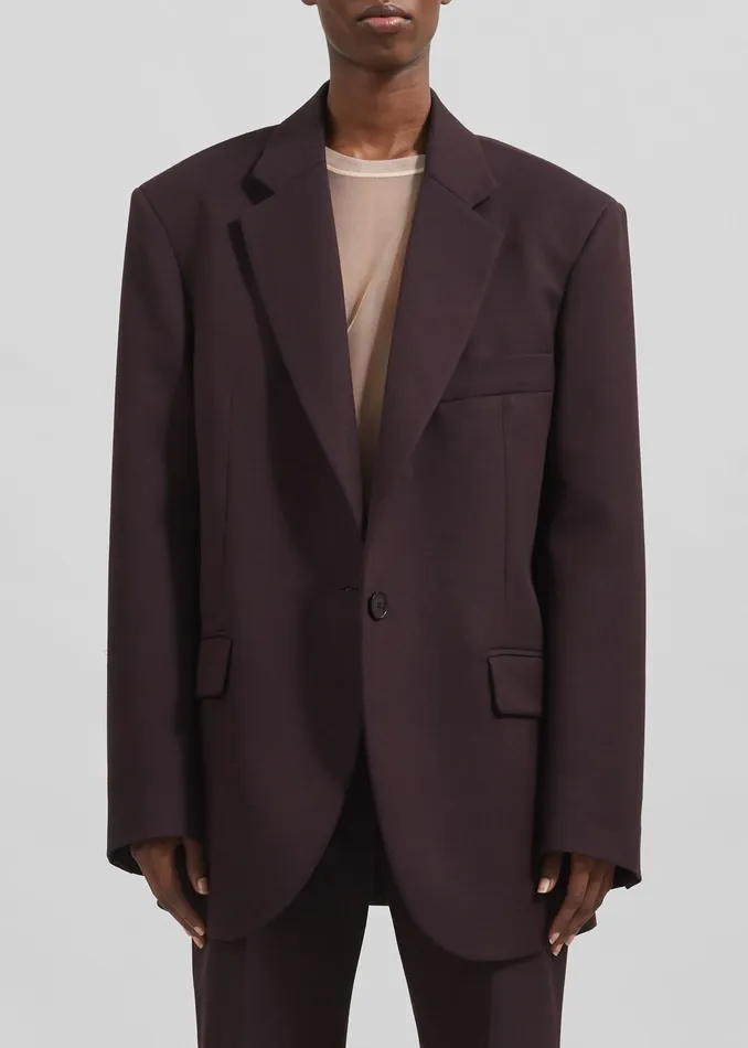 The Frankie Shop Outerwear Lyra Oversized Blazer 8211 Dark Plum 8211 Women