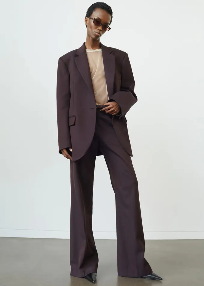 The Frankie Shop Outerwear Lyra Oversized Blazer 8211 Dark Plum 8211 Women