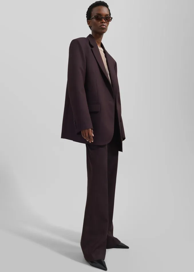 The Frankie Shop Outerwear Lyra Oversized Blazer 8211 Dark Plum 8211 Women