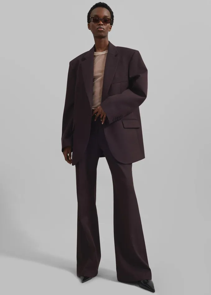 The Frankie Shop Outerwear Lyra Oversized Blazer 8211 Dark Plum 8211 Women