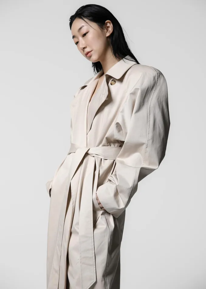The Frankie Shop Outerwear Marisol Box Shoulder Trench 8211 Bone 8211 Women