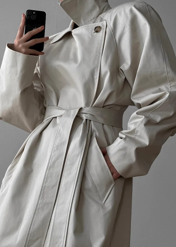 The Frankie Shop Outerwear Marisol Box Shoulder Trench 8211 Bone 8211 Women