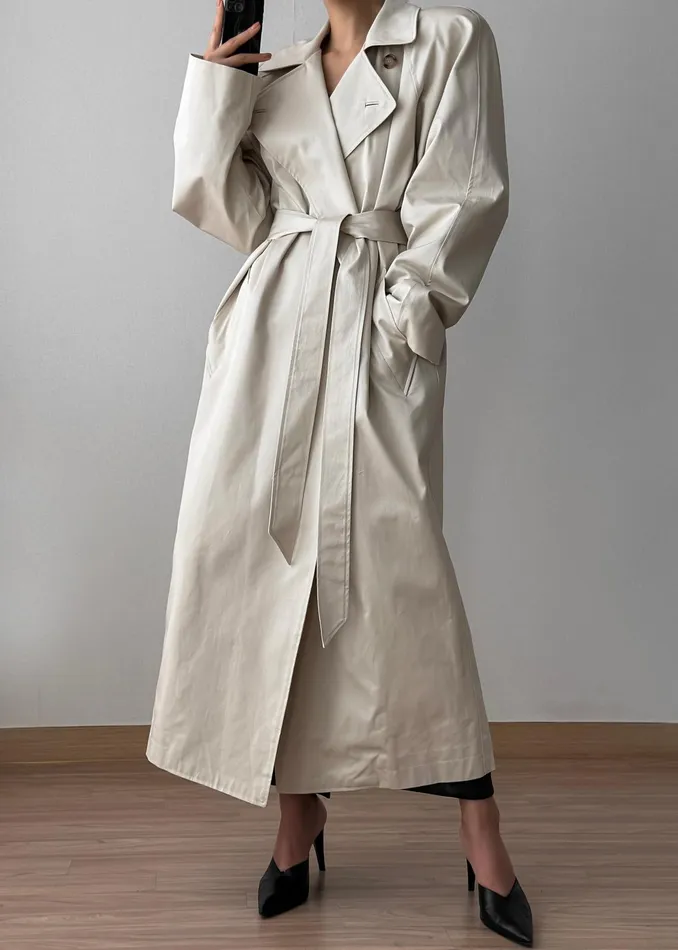 The Frankie Shop Outerwear Marisol Box Shoulder Trench 8211 Bone 8211 Women