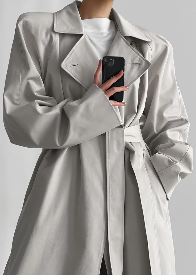 The Frankie Shop Outerwear Marisol Box Shoulder Trench 8211 Bone 8211 Women