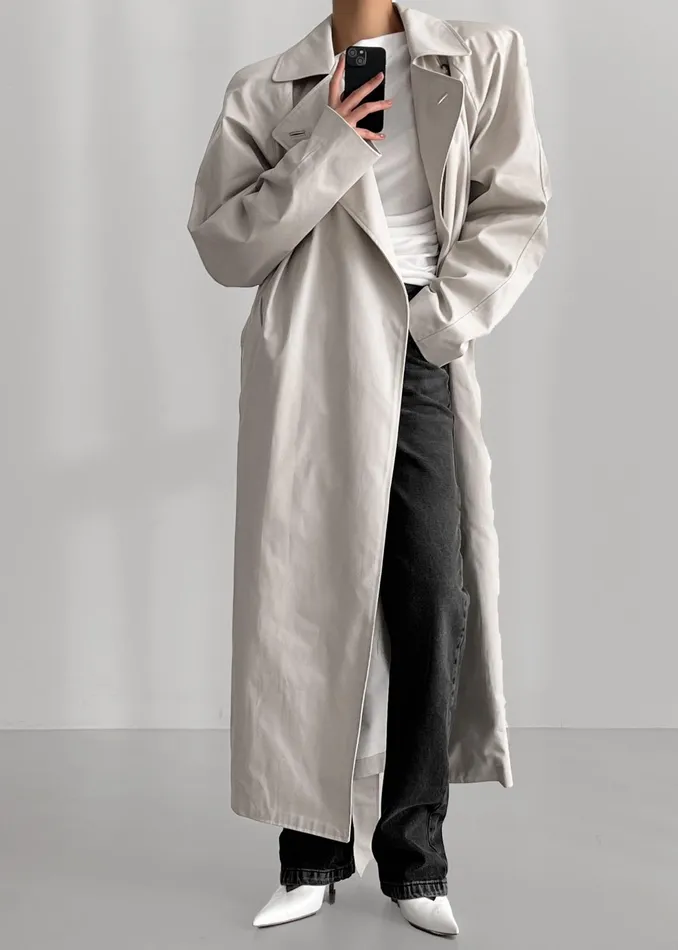 The Frankie Shop Outerwear Marisol Box Shoulder Trench 8211 Bone 8211 Women