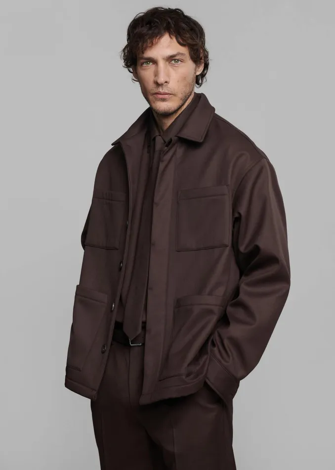 The Frankie Shop Outerwear Mason Boxy Wool Jacket 8211 Brown 8211 Men