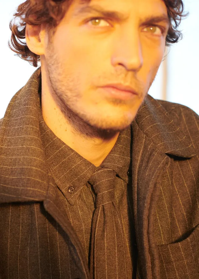 The Frankie Shop Outerwear Mason Boxy Wool Jacket 8211 Dark GreyWhite Pinstripe 8211 Men