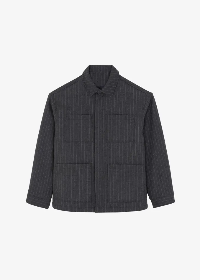 The Frankie Shop Outerwear Mason Boxy Wool Jacket 8211 Dark GreyWhite Pinstripe 8211 Men