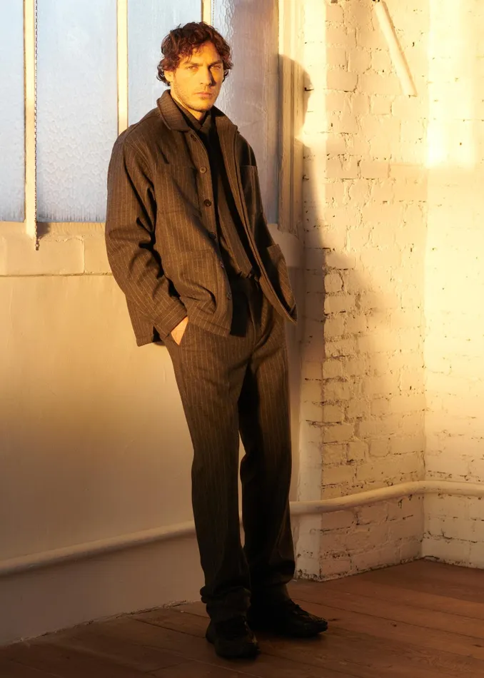 The Frankie Shop Outerwear Mason Boxy Wool Jacket 8211 Dark GreyWhite Pinstripe 8211 Men