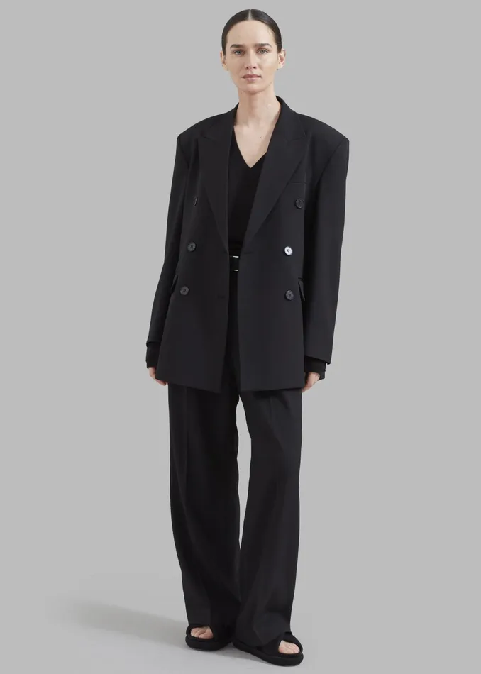The Frankie Shop Outerwear Nessi Double Breasted Blazer 8211 Black 8211 Women