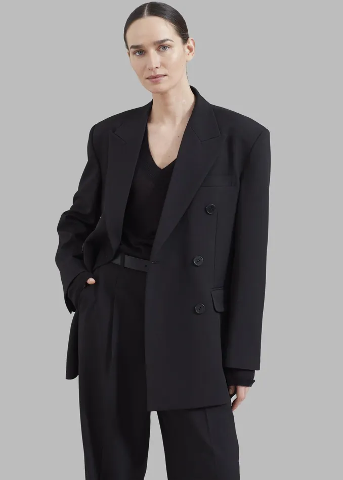 The Frankie Shop Outerwear Nessi Double Breasted Blazer 8211 Black 8211 Women