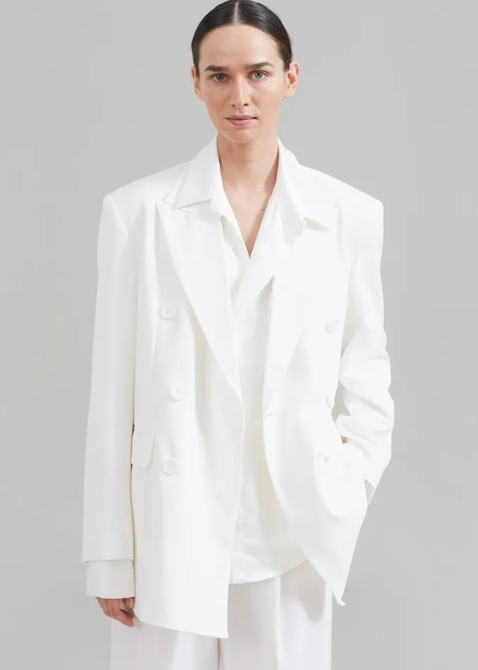The Frankie Shop Outerwear Nessi Double Breasted Blazer 8211 White 8211 Women