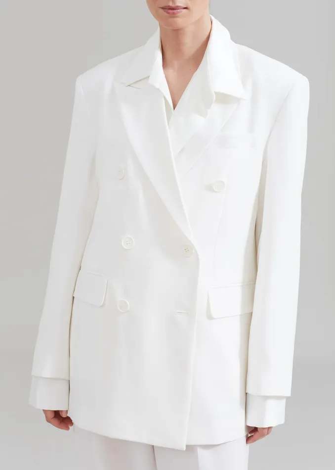 The Frankie Shop Outerwear Nessi Double Breasted Blazer 8211 White 8211 Women