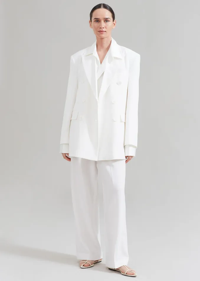 The Frankie Shop Outerwear Nessi Double Breasted Blazer 8211 White 8211 Women